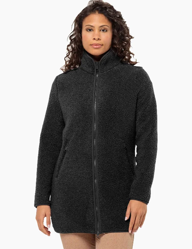 High Curl Coat - Black Jersey Tulle Batik