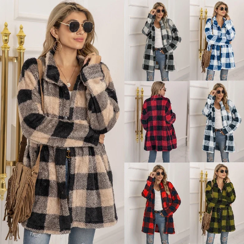 Autumn Buffalo Plaid Pattern Coat Bomber Jacket Denim Jacket Leather Jacket