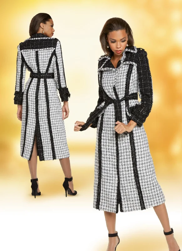 Donna Vinci 5712 Fringe Trim Boucle Coat Dress Cardigan Sweater Pullover
