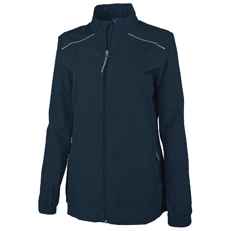 Charles River Women's Navy Skyline Pack-N-Go Full Zip Reflective Jacket Mesh Jacket Canvas Jacket Denim Jacket