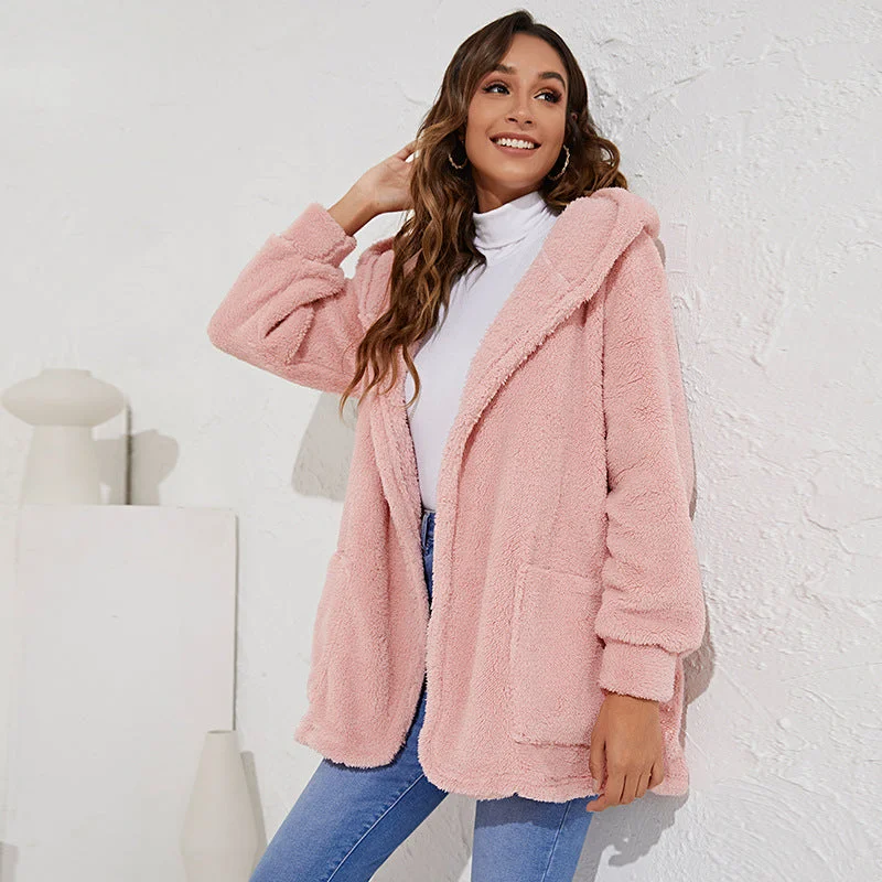 Casual Velvet Hoodies Coats for Women Kimono Robe Cloak