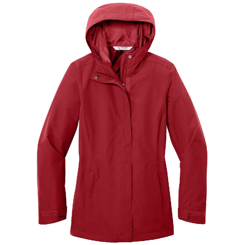 Port Authority Women's Rich Red C-FREE Rain Jacket Mesh Jacket Canvas Jacket Denim Jacket