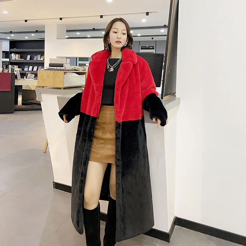 Fashion Winter Faux Fur Plus sizes Long Coats for Women Cape Coat Herringbone Coat Tweed Coat