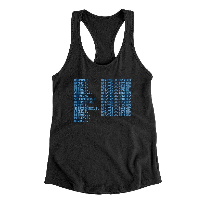 Uss Sulaco Crew List Women's Racerback Tank sexy tank top