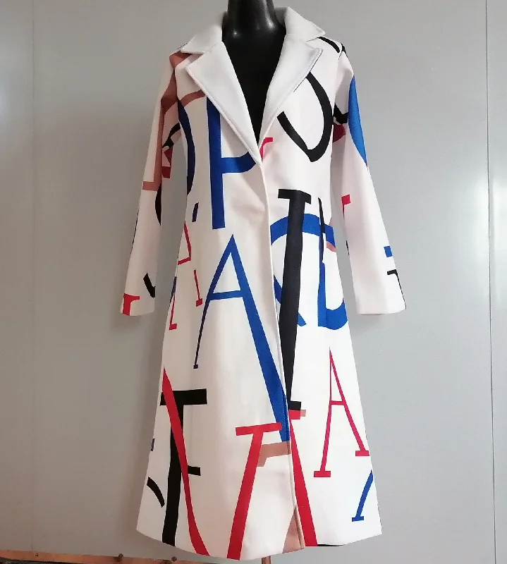 Casual Letter Print Long Coats for Women Cardigan Sweater Pullover