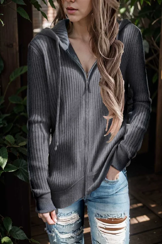 casual zip cardigan long sleeve knit hoodie shirt drop shoulder v neck closed jewel Print Jacquard Patchwork