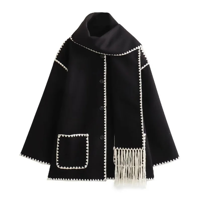 Fashion Women Nylon Coats with Scarves Jersey Tulle Batik