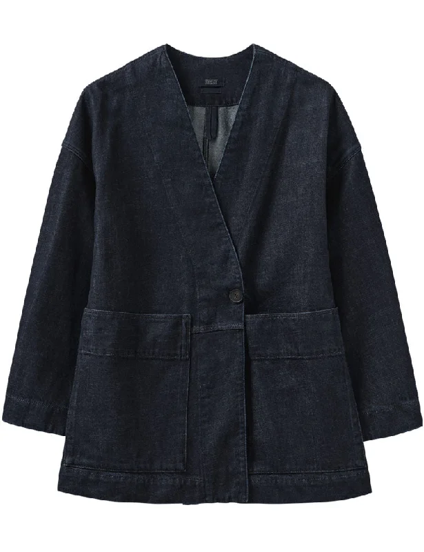 Toast Denim Wrap Jacket Indigo Wool Jacket Cashmere Jacket Tweed Jacket