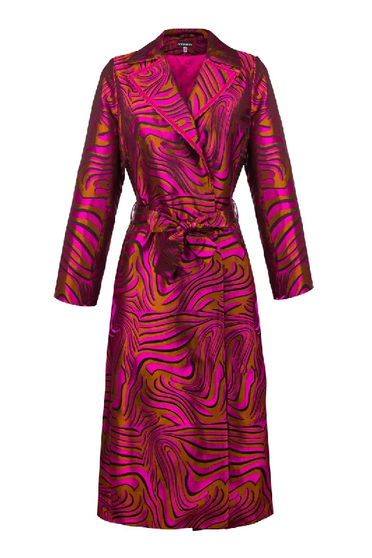 MARILYN RASBERRY COAT Tie-Waist Belted Drawstring