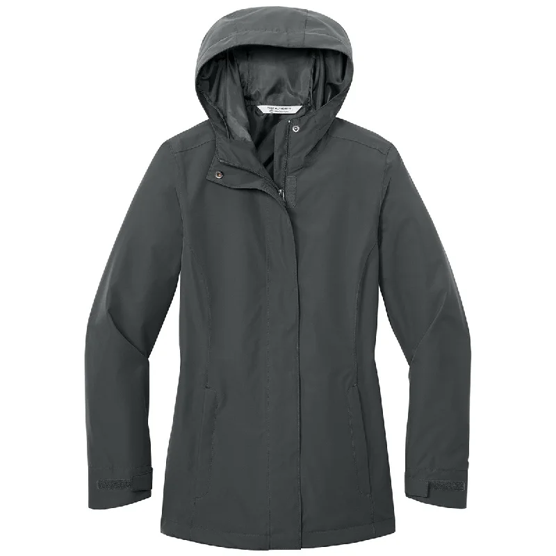 Port Authority Women's Grey Steel C-FREE Rain Jacket Fleece Jacket Down Jacket Feather Jacket
