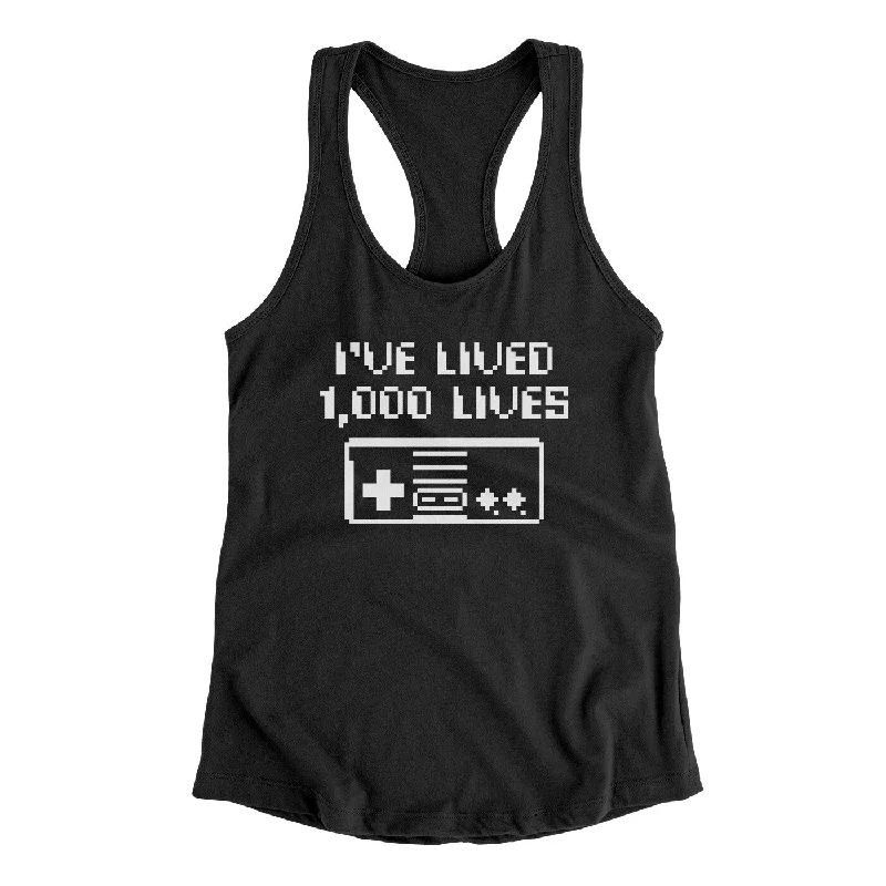 I’ve Lived 1000 Lives Women's Racerback Tank spandex blend tank