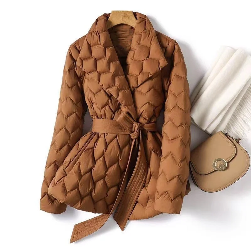 Elegant Winter Warm Cotton Coats for Women Fleece Down Feather
