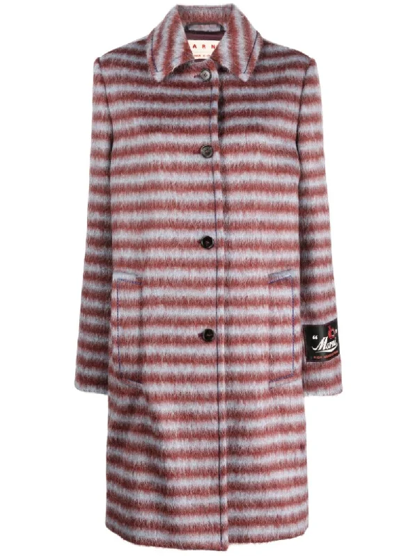 MARNI brushed striped single-breasted coat Striped Polka Dot Solid