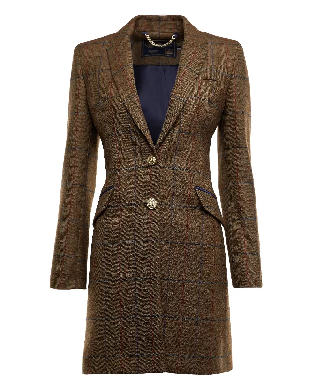 Highgrove Coat - Glen Green Cuffed Rolled Raglan