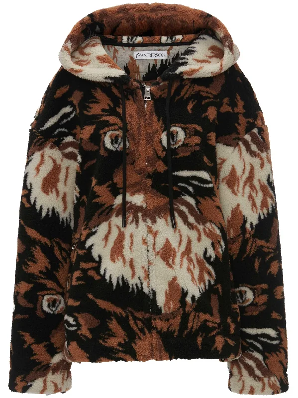 faux-fur hooded jacket Herringbone Jacket Houndstooth Jacket Plaid Jacket