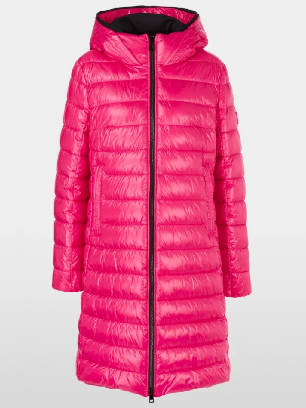Marc Cain Sports Rethink Together Padded Coat In Dragon Fruit XS 11.05 W43 Col 244 Denim Leather Suede