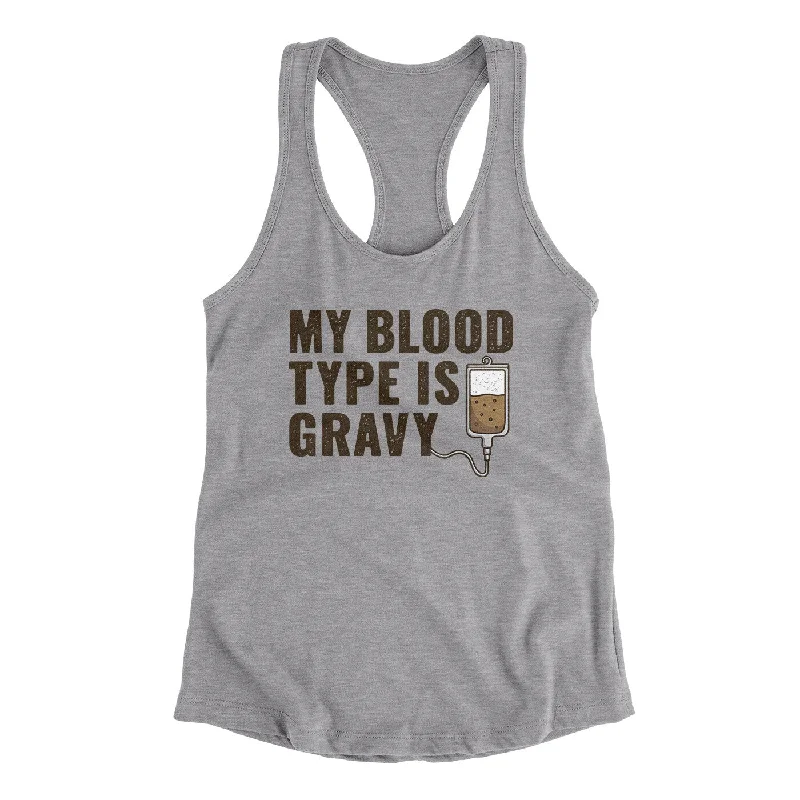 My Blood Type Is Gravy Funny Thanksgiving Women's Racerback Tank baby blue tank