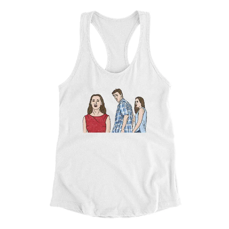Distracted Boyfriend Meme Funny Women's Racerback Tank crossback tank top