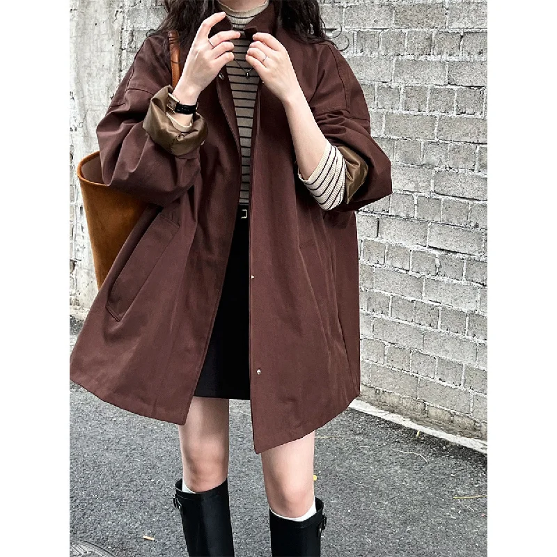 Fashion Stand Collar Oversize Coats Fitted Loose Oversized