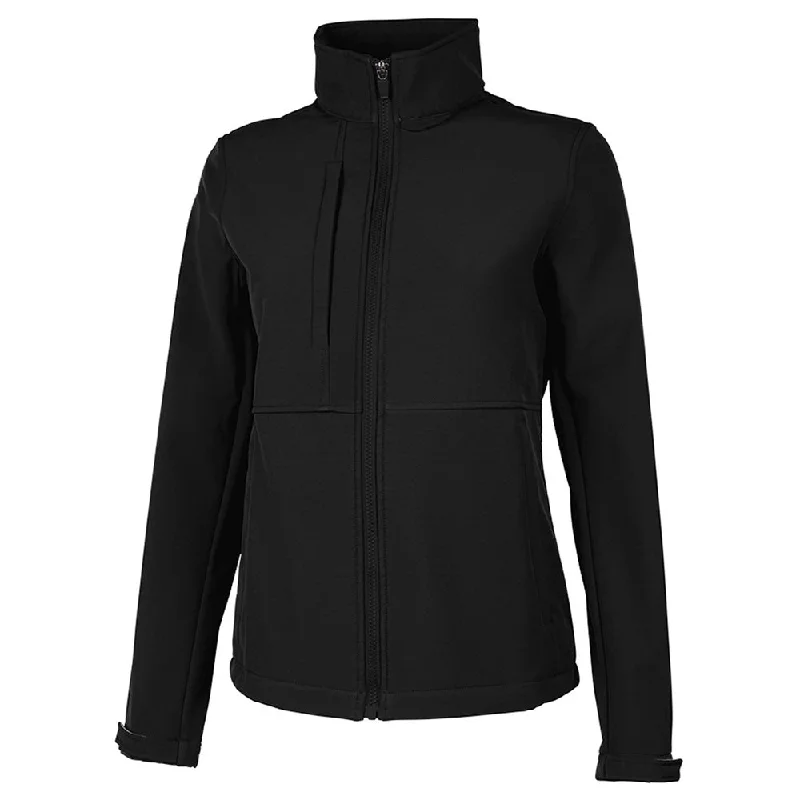 Charles River Women's Black Supreme Soft Shell Jacket Welt Pockets Slit Pockets Flap Pockets