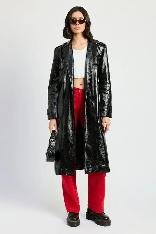 Undercover Black Faux Leather Trench Coat Cape Coat Herringbone Coat Tweed Coat