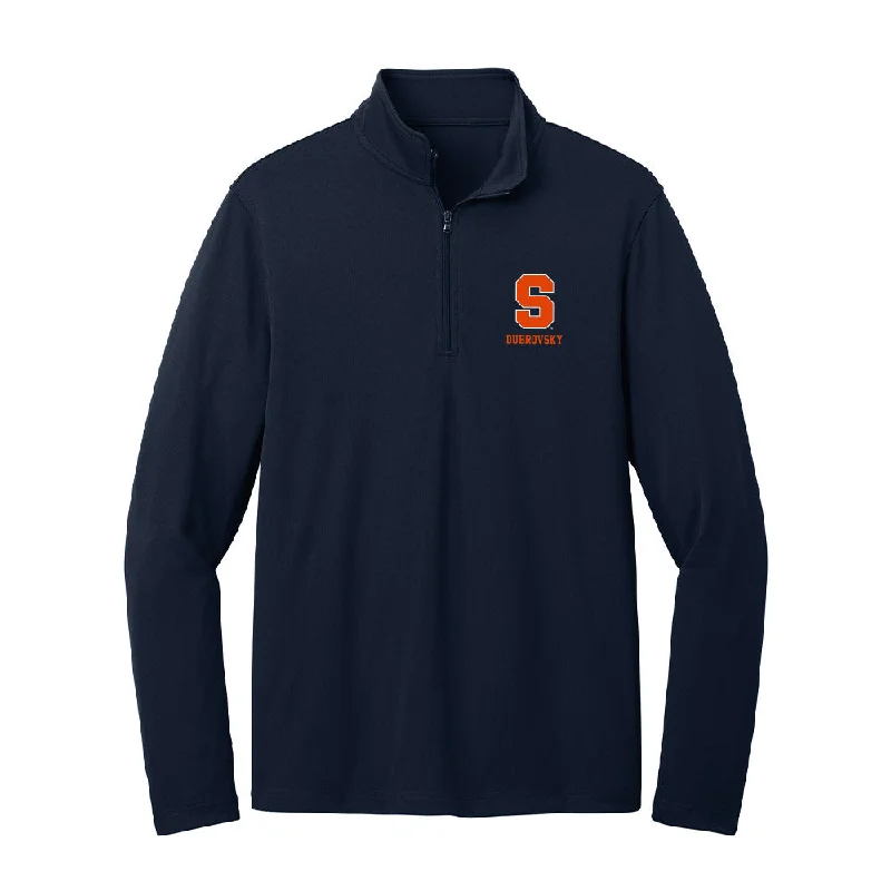 Syracuse - NCAA Women's Track & Field : Maya Dubrovsky - Lightweight Quarter Zip Jacket Wool Jacket Cashmere Jacket Tweed Jacket