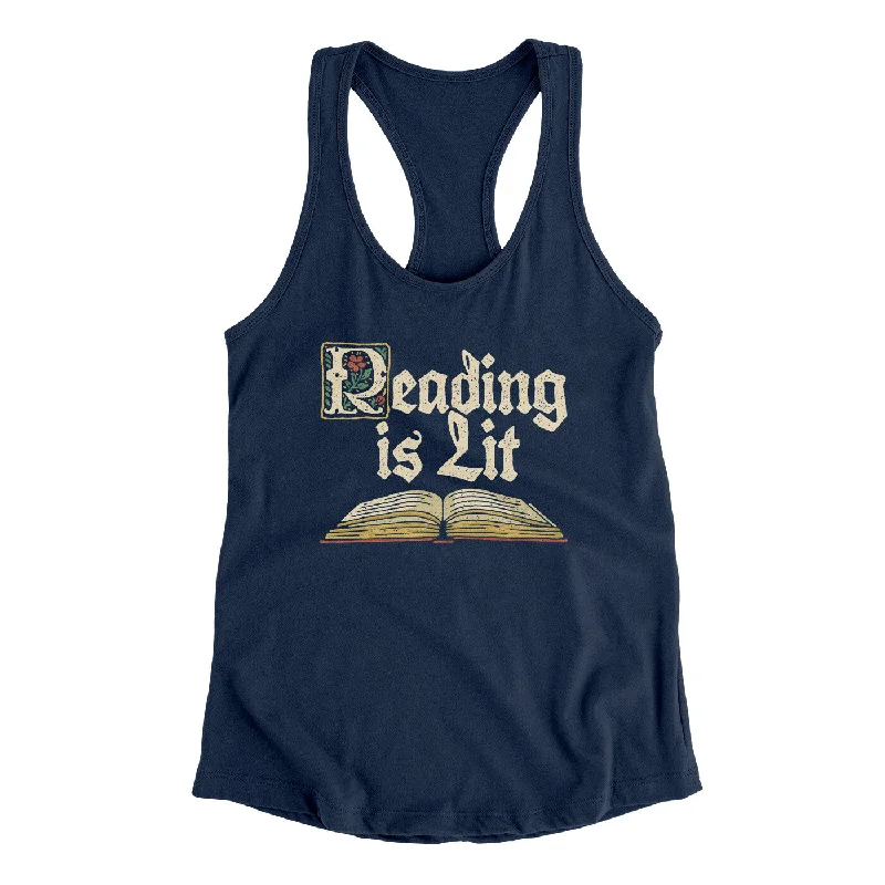 Reading Is Lit Women's Racerback Tank print tank top