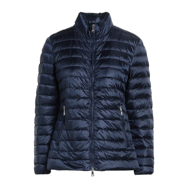 Blue Polyamide Jackets & Coat Notch Collar Jacket Peter Pan Collar Jacket Cowl Neck Jacket