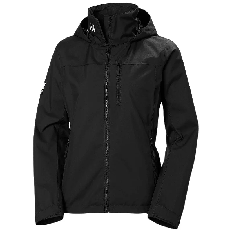 Helly Hansen Women's Black Crew Hooded Jacket 2.0 Faux Fur Fabric Real Fur Fabric Shearling Fabric