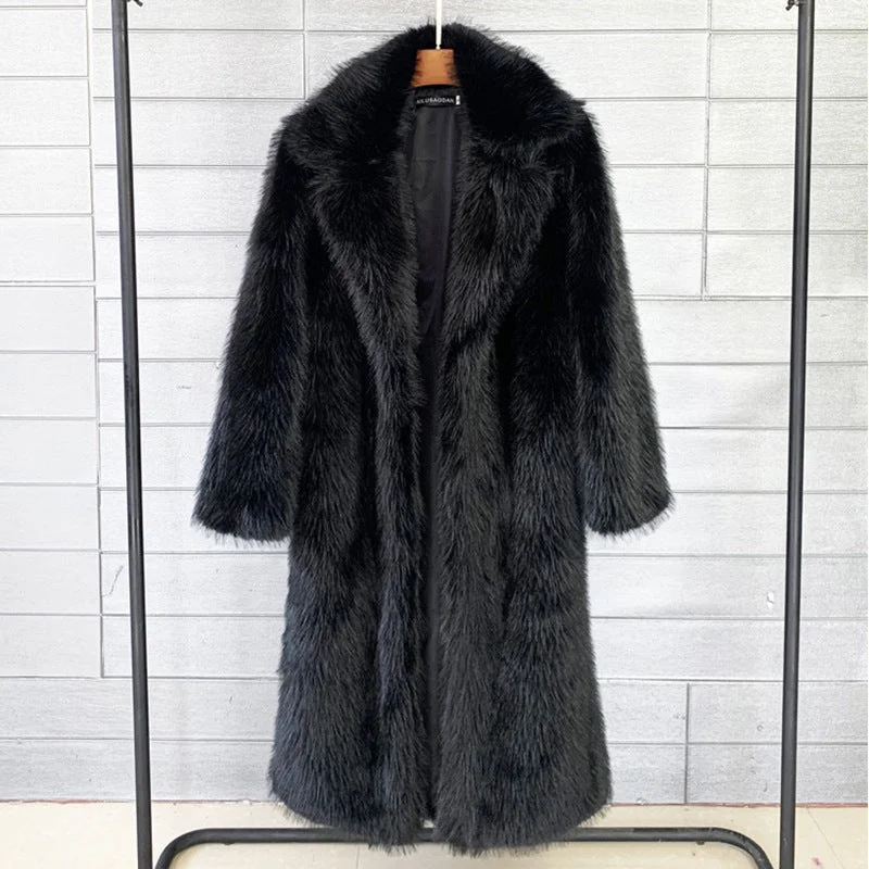 Winter Man-made Faux Fur Coats for Women Mesh Canvas Denim