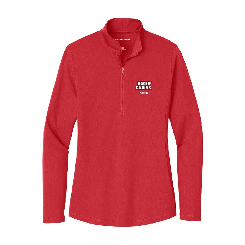 Louisiana - NCAA Women's Track & Field : Quincy Simon - Women's Lightweight Quarter Zip Jacket Chenille Fabric Brocade Fabric Lace Fabric