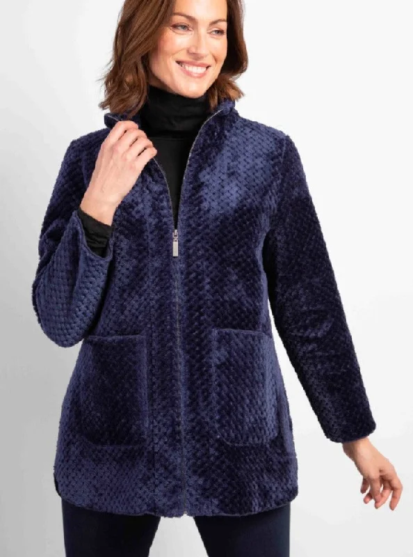 Sherpa Coat [Navy-42165] Front Pockets Side Pockets Patch Pockets