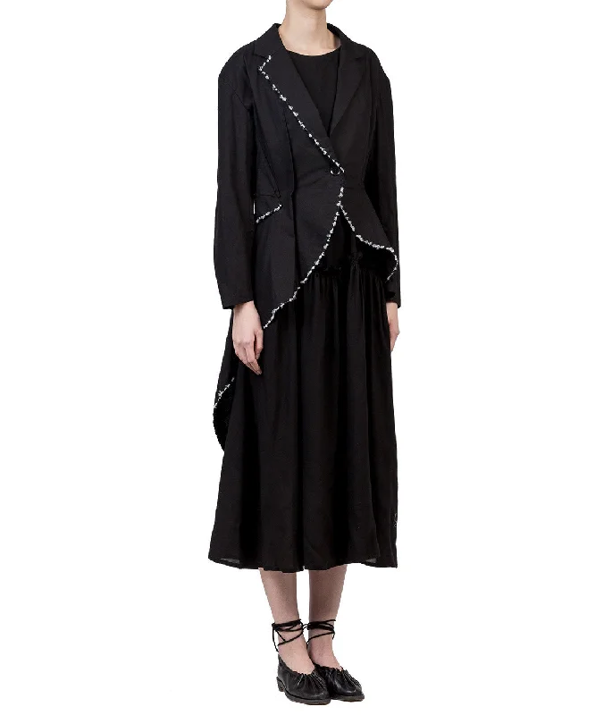Black Tail Coat Collared Crew Neck Turtle Neck