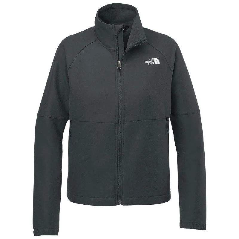 The North Face Women's Asphalt Grey Dark Heather Barr Lake Soft Shell Jacket Collared Jacket Crew Neck Jacket Turtle Neck Jacket