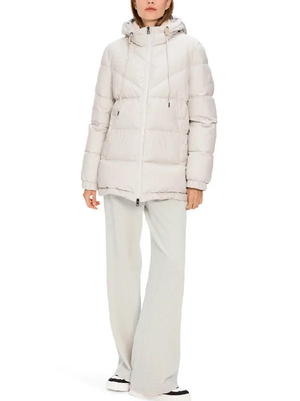 Marc Cain Additions Padded Quilted Coat In Light Beige XA 12.02 W79 COL 182 Wool Cashmere Tweed