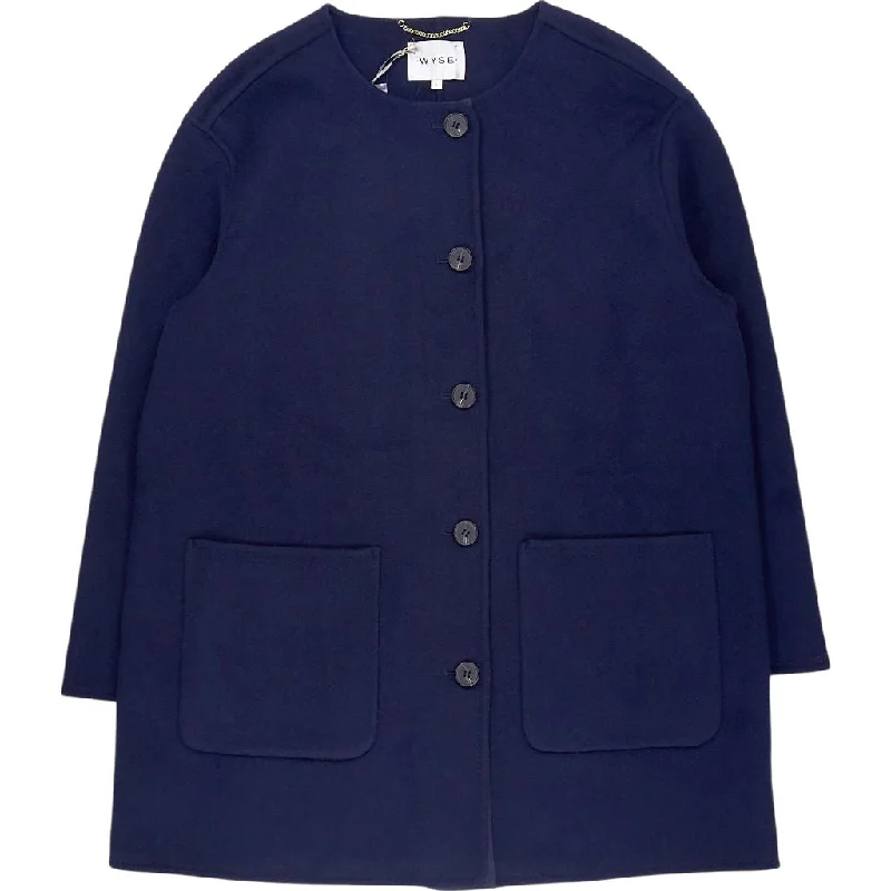 Wyse Navy Wool Coat Trench Wool Cashmere