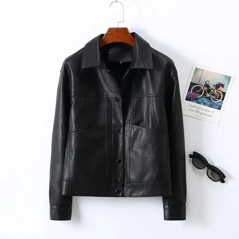 Lapel Small Leather Coat Bolero Crop Top Camisole