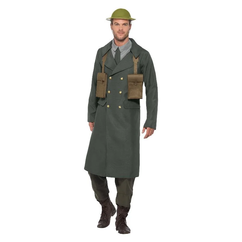 WW2 British Office Costume with Trench Coat Gree Adult Bodycon Sheath Shift