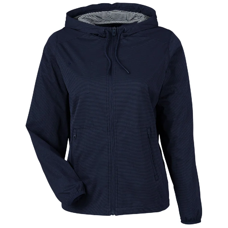 North End Women's Classic Navy Heather Network Lightweight Jacket Fleece Fabric Down Fabric Feather Fabric
