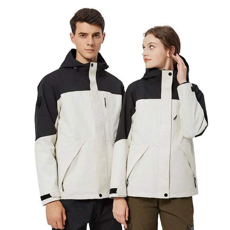 Fall Winter Waterproof Two-piece Coat Set Hooded Caped Scarf