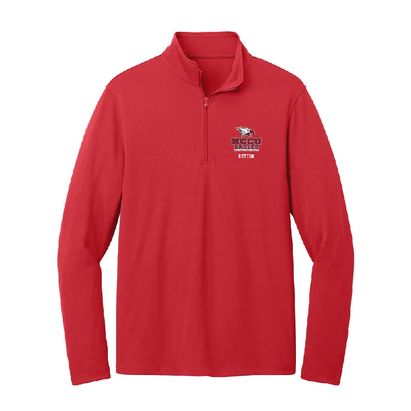 NCCU - NCAA Women's Track & Field : Melanne Sutton - Lightweight Quarter Zip Jacket Wool Jacket Cashmere Jacket Tweed Jacket