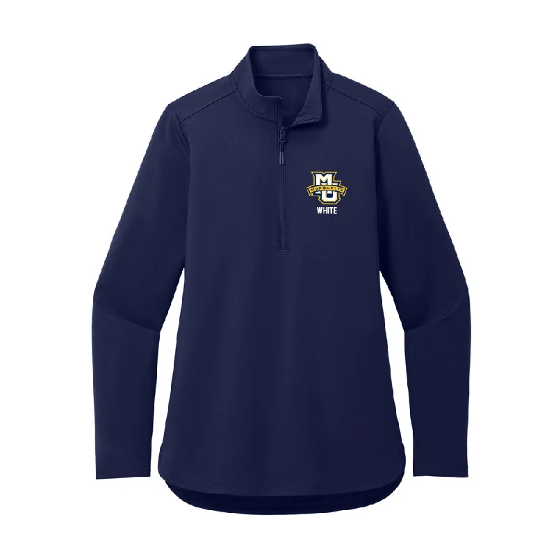 Marquette - NCAA Women's Track & Field : Megan White - Women's Premium Quarter Zip Jacket Print Jacket Jacquard Jacket Embroidered Jacket