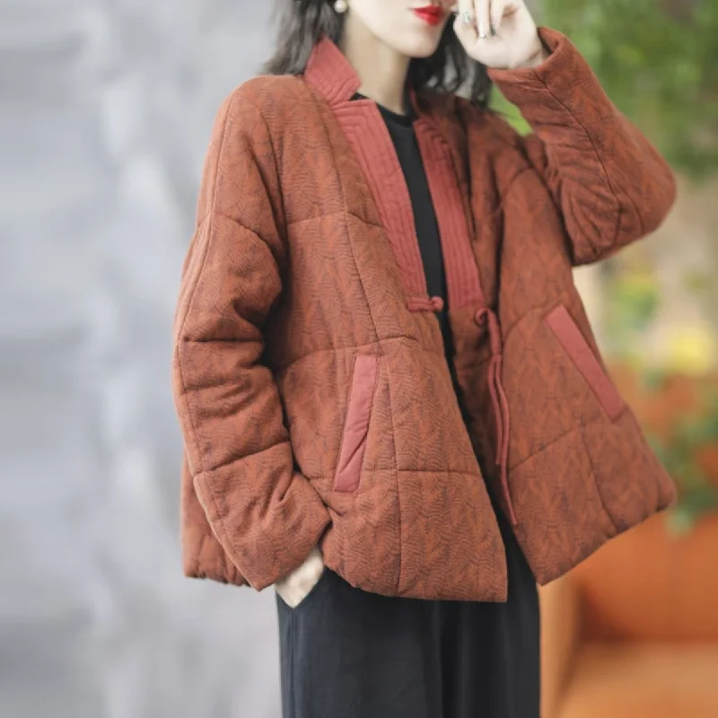 Vintage Floral Print V Neck Warm Coats Peter Pan Collar Cowl Neck Turtleneck
