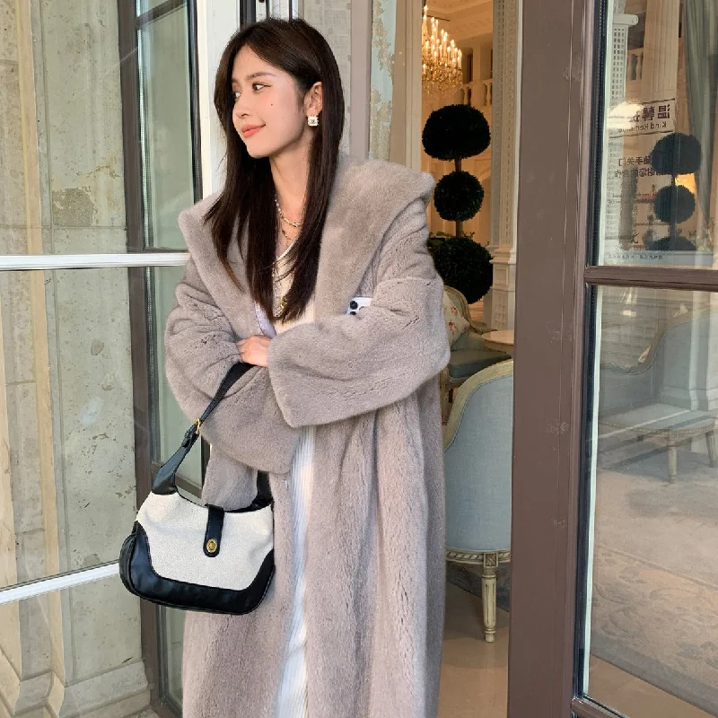 Fashion Women Faux Fur Hoodies Coats for Women Cotton Linen Terry