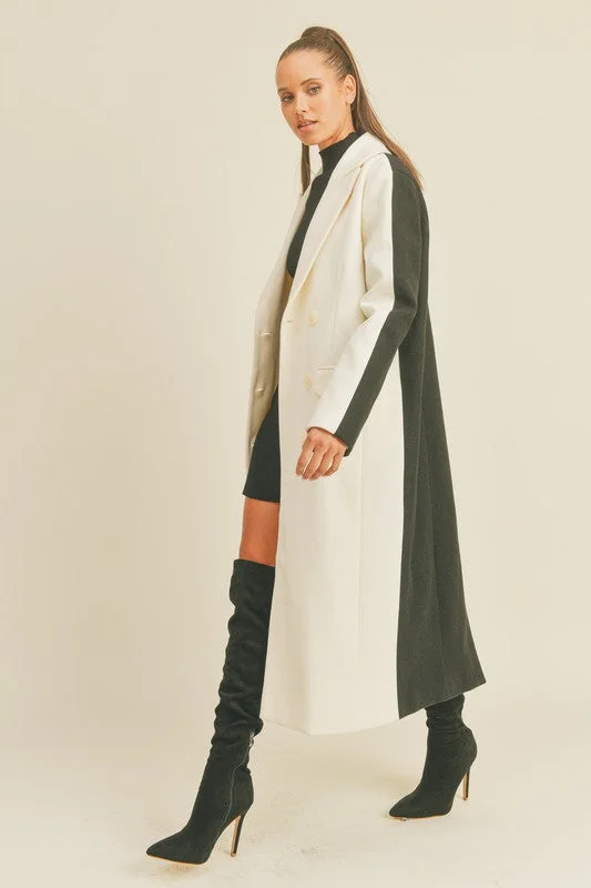 Always On The Go Black and White Color Block Coat Houndstooth Jacket Shearling Jacket Fleece Jacket