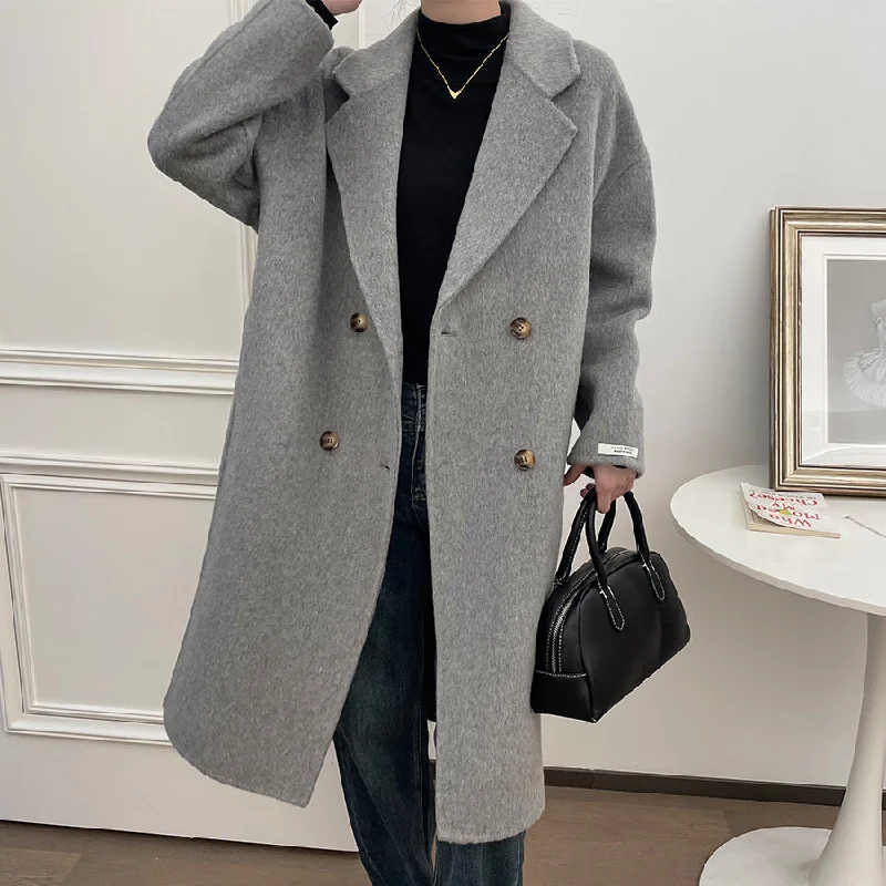 Fashion Women Wool Winter Long Coats Stand-Up Roll-Neck Turtle