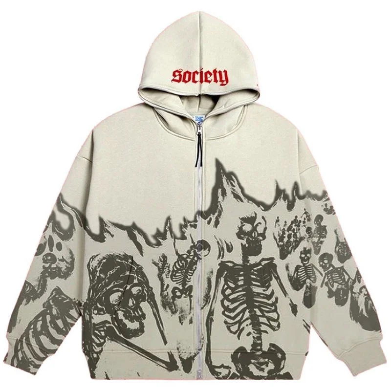 Cinessd party look inspos Big promotion Europe, America, autumn and winter styles for men and women New Y2K hoodie couple long-sleeved skull coat traf sti Trench Wool Cashmere