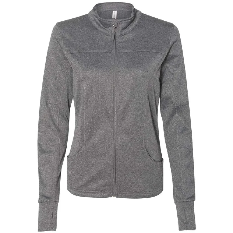 Independent Trading Co. Women's Gunmetal Heather Poly-Tech Full-Zip Track Jacket Hooded Jacket Caped Jacket Shawl Collar Jacket