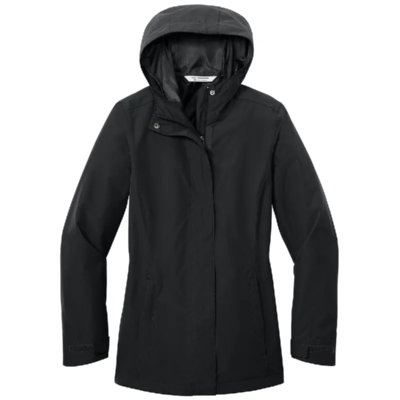 Port Authority Women's Deep Black C-FREE Rain Jacket Faux Fur Jacket Real Fur Jacket Shearling Jacket