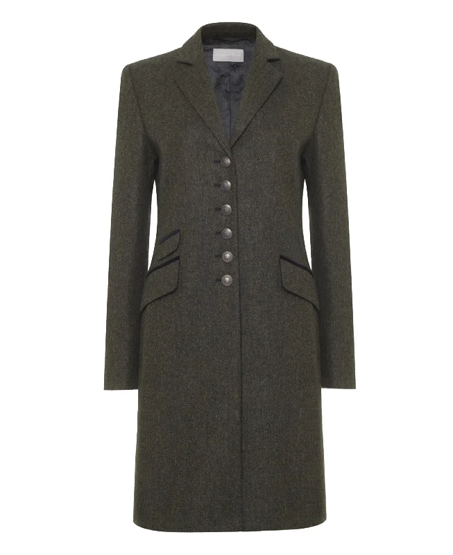 Catherine Coat - Olive Navy Raincoat Turtleneck Coat Wrap Coat